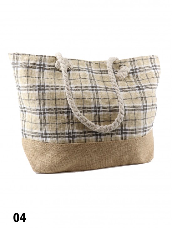 Canvas Plaid Shoulder Tote